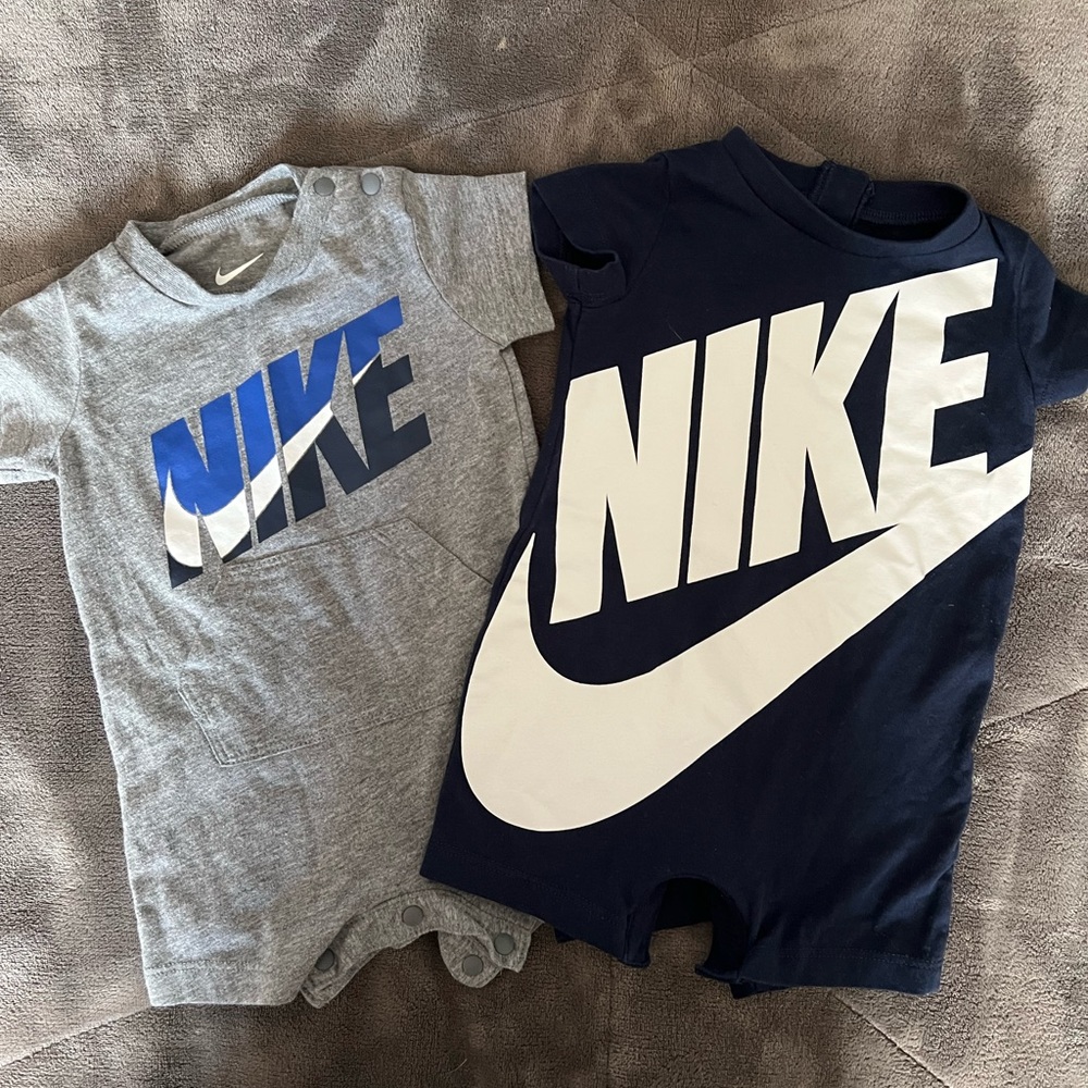 Nike Infant Romper Duo in Gray and Navy